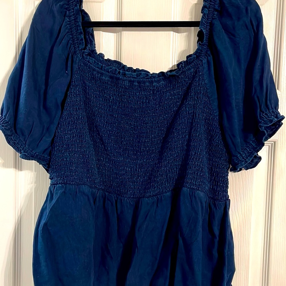 Cute Denim Looking Top Rushed around bust area